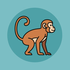 Obraz premium Cartoon Monkey Standing on Two Legs.