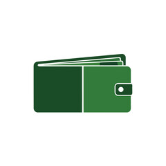 Green Wallet Icon Representing Finance and Money.