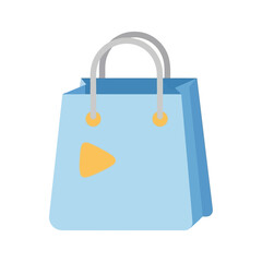 Light Blue Shopping Bag with Yellow Triangle Design.