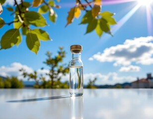 Fresh Medical Vial Bright Outdoor Sunlight