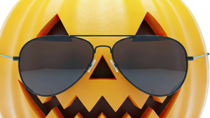 Cool Jack-o'-lantern wearing aviator sunglasses