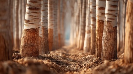 Harvesting biomass from engineered fast-growing poplar trees for sustainable energy solutions.