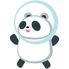 Cute panda cosmonaut vector. Funny cartoon space character icon. Comic bear animal spaceman in astronaut helmet isolated on white background