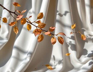 Falling Pastel Leaves Soft Fabric Background