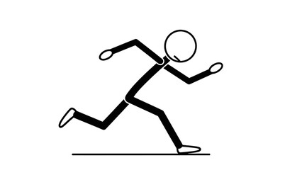 Simple stick figure running or sprinting in a minimalist design.