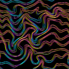 Obraz premium Neon Contour Fluid Seamless pattern