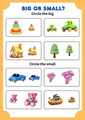 Big or Small Worksheet for Kids &ndash; Preschool Size Comparison Learning Activity