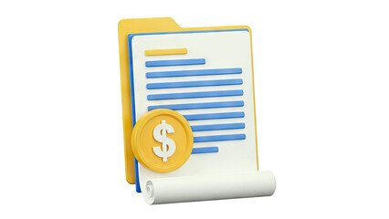 Financial Document with Dollar Coin 3D Icon