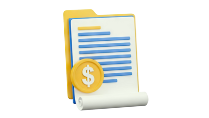 Financial Document with Dollar Coin 3D Icon