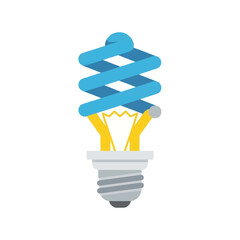 Blue Energy-Efficient Light Bulb Illustration on White Background.
