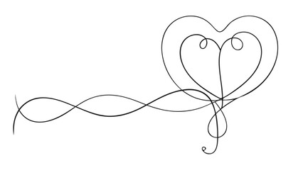 Simple minimalist continuous line art heart illustration conveying a serene mood, perfect for elegant designs, love concepts, and decorative elements.