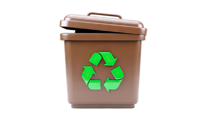 Brown Recycling Bin with Green Recycle Symbol