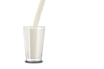 Milk Pour to Glass On White Background