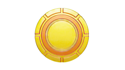 Gold and Orange Circular Emblem with Intricate Design