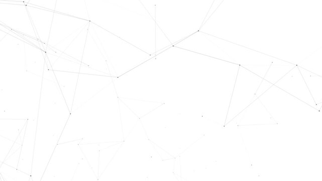 Sparse abstract network of interconnected gray lines and dots on a bright white background symbolizing digital connections and technological concepts with a clean aesthetic