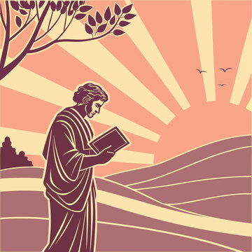 Scholar reading under a tree