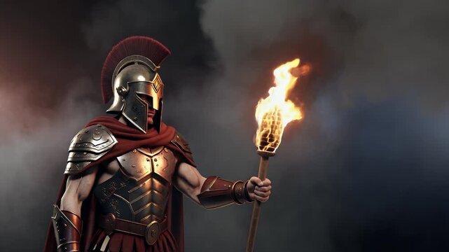 Spartan Warrior with Torch - A Symbol of Courage and Resilience.
