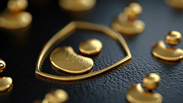 Golden liquid drop black abstract surface luxury shield design public finance law protection