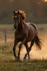 Fototapeta premium Year of the Horse Zodiac – Strong Horse Running Freely in Nature. 