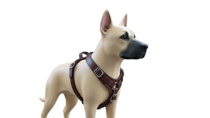 Tan Dog with Brown Leather Harness
