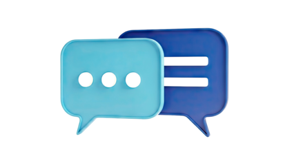 Two Blue Speech Bubbles with Dots and Lines