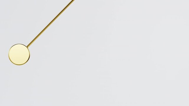 Golden Metal Pendulum Swinging on White Background - Hypnosis and Time Loop