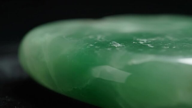 Close-up of a Smooth Apple-Green Chrysoprase Gemstone