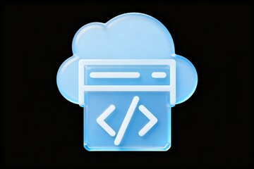 Cloud computing icon with code symbols