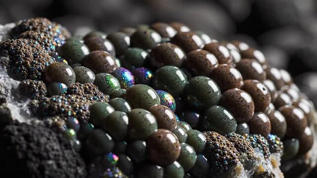 Close-up of Idocrase Crystals Forming a Volcanic Cluster