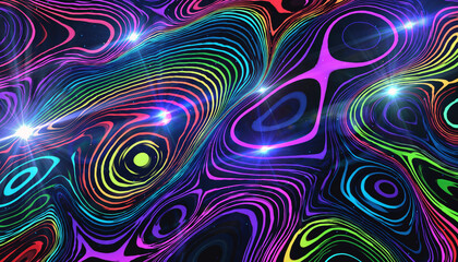 Vibrant abstract backgrounds swirling with neon lights, energy, and movement, creating a dynamic visual experience from a close-up viewpoint.