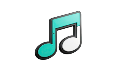 3D Render of a Teal and White Eighth Note Symbol