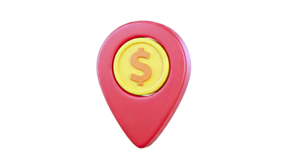 Location Pin with Dollar Coin