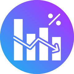 Obraz premium Decrease icon for management crisis, website, application, printing, document, poster design, etc