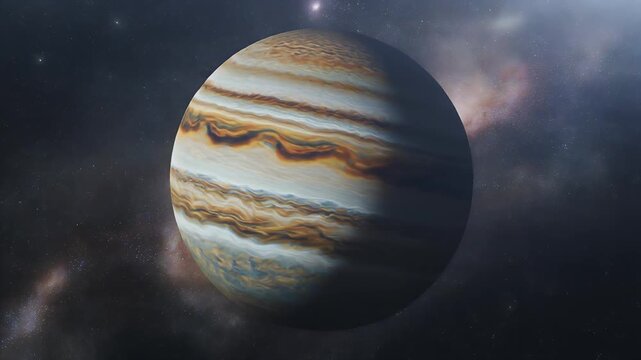 Jupiters Majestic Dance - A Cosmic Symphony of Swirling Clouds.