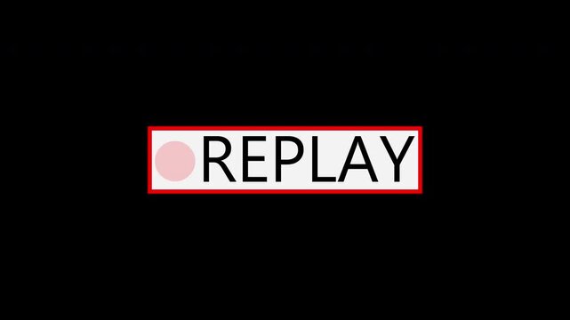 Video camera replay screen animation overlay on a transparent background, Simple replay sign animation. Alpha channel 4K video.
