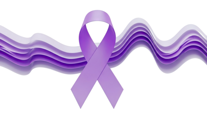 Purple Awareness Ribbon with Wavy Background