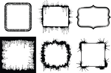 Black Grunge Ink Drip Frames Collection