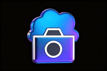 Cloud camera icon on black background