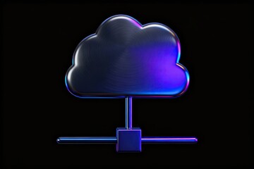 Glowing cloud icon on black background