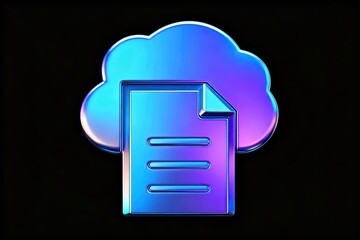 Cloud storage icon with document
