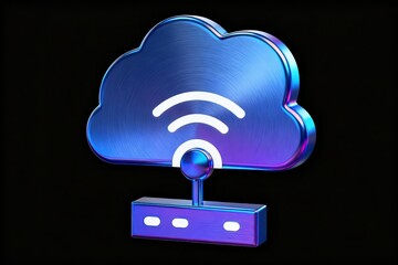 Cloud computing symbol with wireless signal
