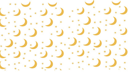 Seamless golden crescent moon and star pattern vector for night sky, Ramadan, Eid, kids backgrounds © MdMojnu