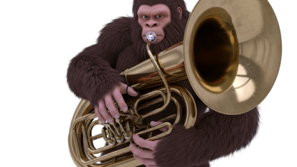 Bigfoot playing a tuba