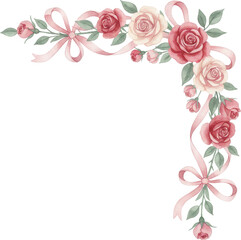 Elegant floral corner deco n with pink roses and ribbon accents