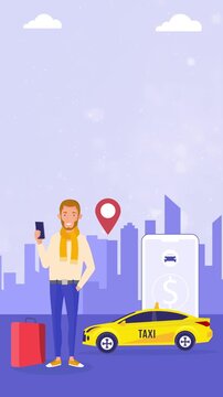 Taxi Booking App Illustration Motion Background video
