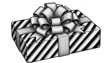 Gift box with bow, isolated on transparent background