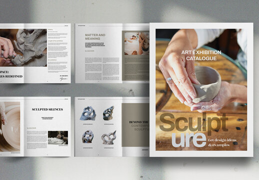 Reseda Green Art Sculpture Exhibition Catalog Brochure Layout