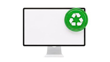 Computer Monitor with Green Recycle Symbol