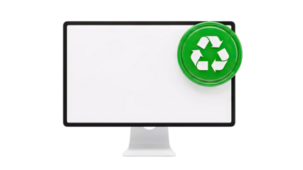 Computer Monitor with Green Recycle Symbol