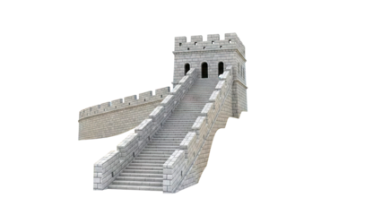 Model of the Great Wall of China with a Watchtower and Stairs
